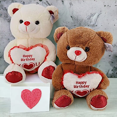 38CM Happy Birthday Teddy Bear, Birthday Teddy Bear, 2 Beautiful Colours, Stuffed Toy, Birthday Gift